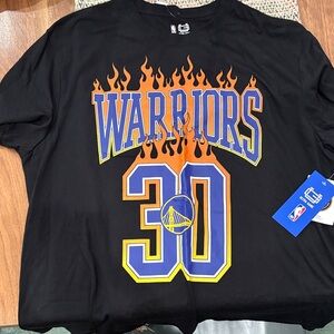NBA Warriors Black Tee with Orange and Blue Accents